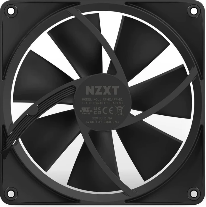 NZXT F Series F140 RGB DUO Twin Pack, Matte Black, schwarz, LED-Steuerung, 140mm, 2er-Pack