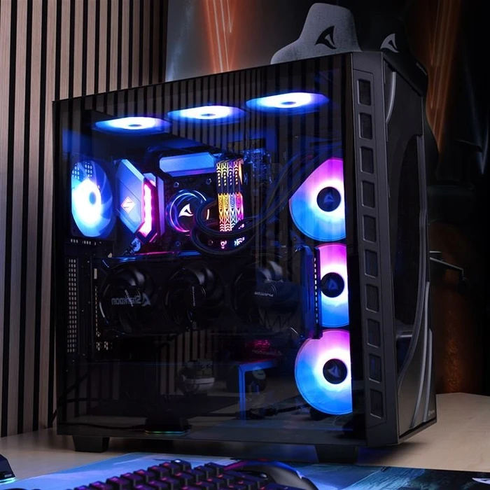 Sharkoon Rebel C80G RGB, schwarz, Glasfenster
