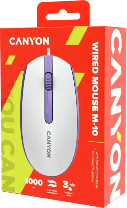 Canyon M-10 Wired Mouse, weiß/violett, USB