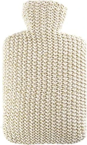 Hugo Frosch Klassik Strickbezug Wärmflasche lurex creme