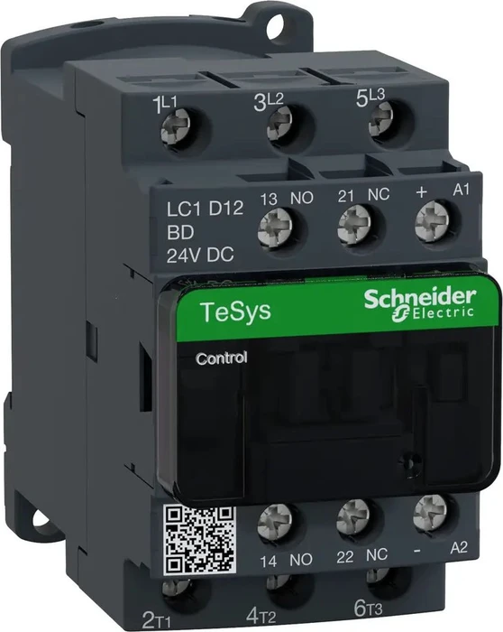 Schneider Electric Leistungsschütz LC1D 3p, +1S+1Ö, 5.5 kW, 12 A, 400 V AC3, Spule 24 V DC (LC1D12BD)