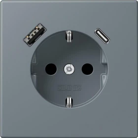 Jung Serie LS SCHUKO-Steckdose mit USB-Ladegerät Safety+, gris 59