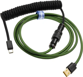 Ducky Premicord Spiralkabel USB-C auf USB-A, Tastaturkabel (Spiral-Textilkabel), 1.8m, Pine Green