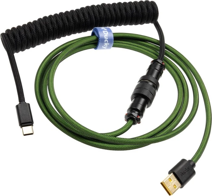 Ducky Premicord Spiralkabel USB-C auf USB-A, Tastaturkabel (Spiral-Textilkabel), 1.8m, Pine Green