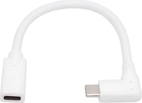 NFHK/Jimier USB Kabel, Angled Round Cable, USB 2.0, 480Mb/s, 65W, USB-C [Stecker] auf USB-C [Buchse], 90° gewinkelt, 16cm (NF-UC-218-WH)