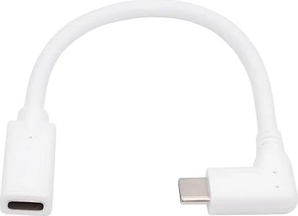 NFHK/Jimier USB Kabel, Angled Round Cable, USB 2.0, 480Mb/s, 65W, USB-C [Stecker] auf USB-C [Buchse], 90° gewinkelt, 16cm