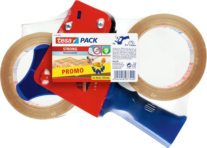 tesa tesapack Handabroller Promo Pack Strong blau/rot, 50mm/66m