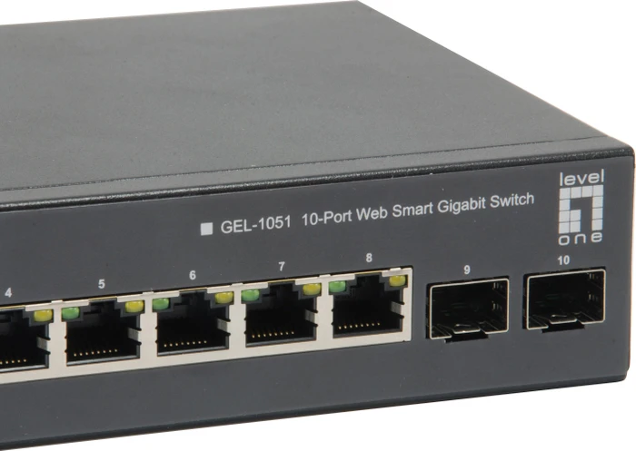 LevelOne GEL Desktop Gigabit Smart Switch, 8x RJ-45, 2x SFP