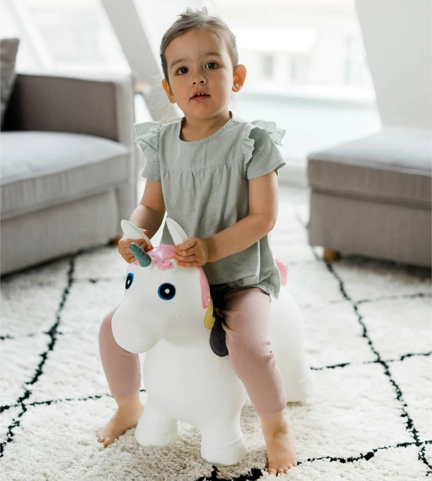 Kindsgut Hüpftier Einhorn weiß mit Pumpe (PS00042017N)