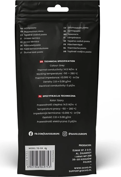 Savio TG-04 Glacier Wärmeleitpaste, 4g, inkl. Spatel