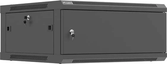 Lanberg WF01 Series 19" Wandschrank 4HE, hängend, Flatpack, Stahltür, IP20, RAL 9004, 600mm tief