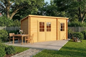 Alpholz Gartenhaus Maria inkl. Anbau 450x279cm braun