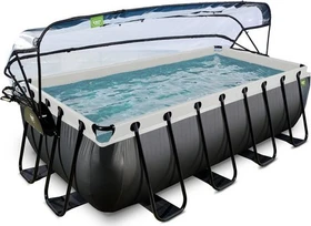 Exit Toys Stone Frame Pool mit Filterpumpe und Sonnenschutz rechteckig 450x250x100cm schwarz