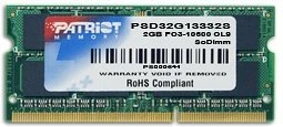 Patriot SO-DIMM 2GB, DDR3-1333, CL9