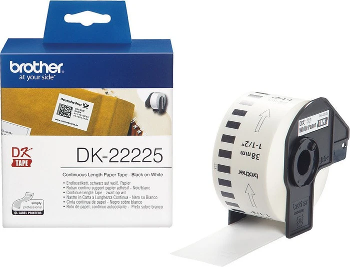 Brother Endlosetiketten DK-22225, 38mm, 30.5m, weiß/schwarz