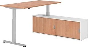 Hammerbacher Ergonomic Aktiv XMST16/N/S elektrisch höhenverstellbarer Sitz-Steh-Schreibtisch 160x80cm Nussbaum/silber