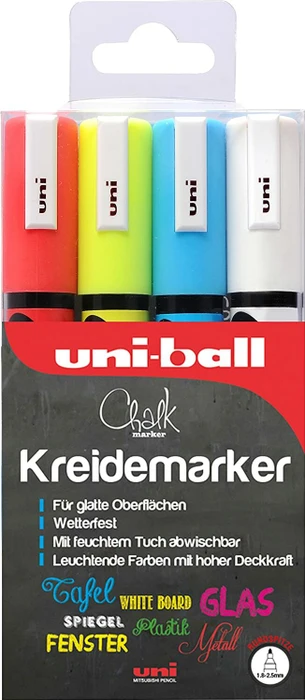 Uni-Ball Chalk PWE-5M Kreidemarker sortiert, 4er-Set