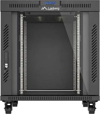 Lanberg 19" Rackschrank 15HE, LCD, freistehend, Flat Pack, V2, Glastür, IP20, RAL 9004, 1000mm tief
