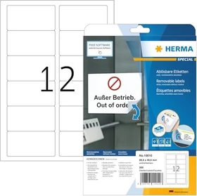 Herma Adressetiketten, 88.9x46.6mm, ablösbar, weiß, matt, 25 Blatt (300 Etiketten)