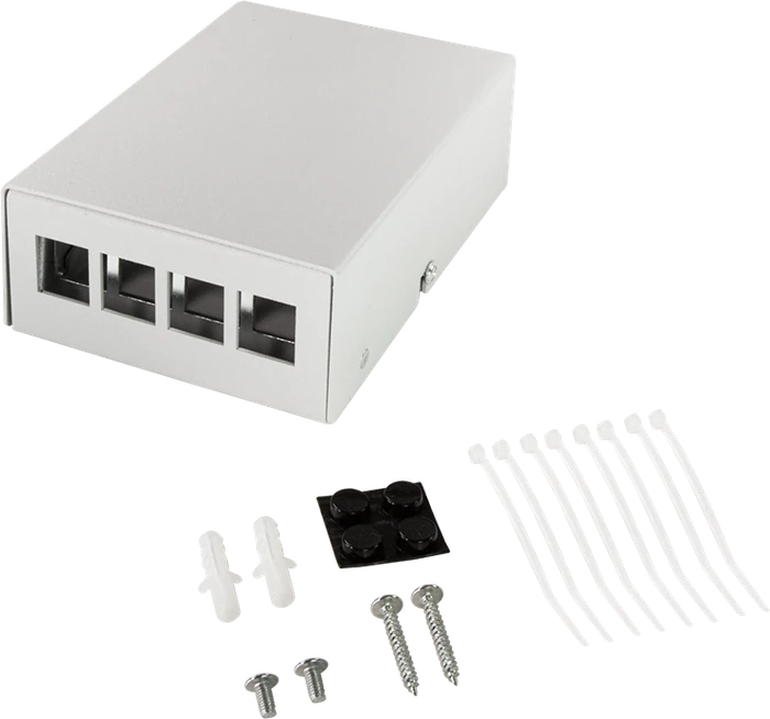 LogiLink Konsolidierungspunkt-Gehäuse für RJ-45 Keystone Module, 4-Port, grau