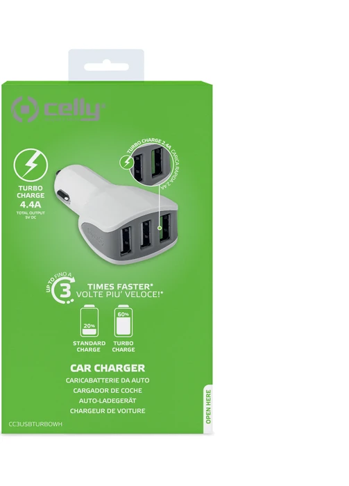 Celly Turbo Car Charger 4.4A weiß