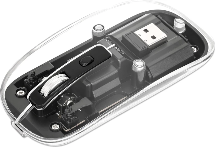 Manhattan Transparent Rechargeable Wireless Mouse, transparent/schwarz, USB