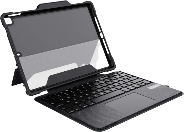 Deqster Rugged Touch Keyboard Folio für iPad 7/iPad 8/iPad 9, grau, DE