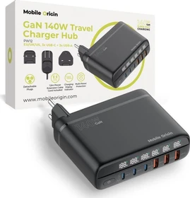 Mobile Origin GaN 140W Travel Charger Hub PW12 schwarz