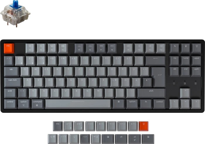 Keychron K8, 80% TKL, LEDs RGB, schwarz, Gateron BLUE, USB/Bluetooth, DE