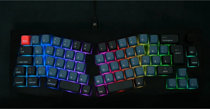Keychron Q8 Alice Knob Version, 65% Layout, LEDs RGB, Carbon Black, Gateron G Pro RED, USB, DE