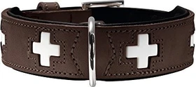 Hunter Swiss Hundehalsband, Leder, hochwertig, schweizer Kreuz, 60 M-L, schwarz