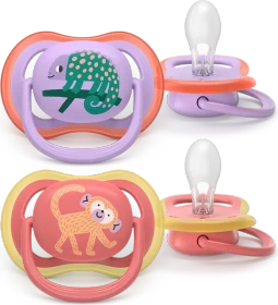 Philips Avent SCF349/47 Ultra Air Beruhigungsschnuller, 18+M, Silikon, chamäleon/affe, 2 Stück