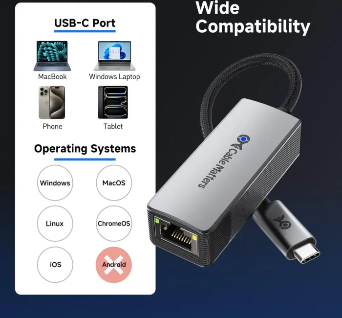 Cable Matters 10G LAN-Adapter, RJ-45, USB-C 3.2 [Stecker]
