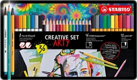 STABILO Creative Set Arty, Pen 68 brush & point 88 & aquacolor, 36 Stück