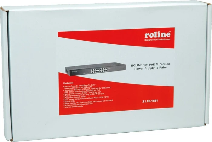 Roline / Secomp Rackmount Gigabit PoE-Injektor, 16x RJ-45, 110W PoE