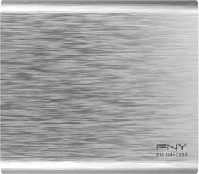 PNY Pro Elite Portable SSD, Silver Brush, 1TB, USB-C 3.1