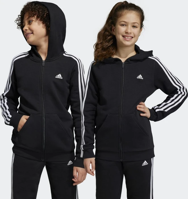 adidas Essentials 3-Streifen Fleece Hoodie schwarz/weiß (Junior)