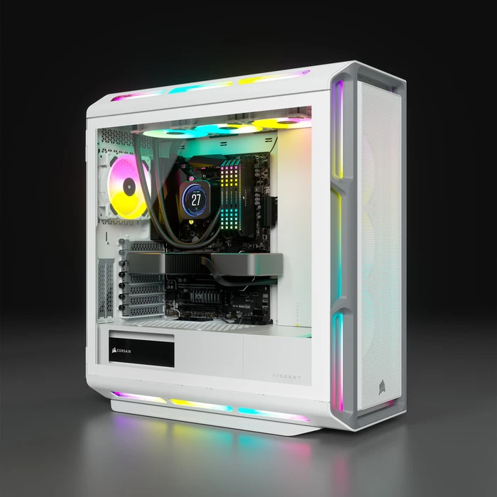 Corsair iCue 5000T RGB TG, weiß, Glasfenster