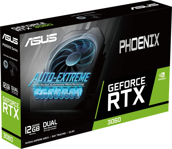ASUS Phoenix GeForce RTX 3060, PH-RTX3060-12G, 12GB GDDR6, HDMI, 3x DP