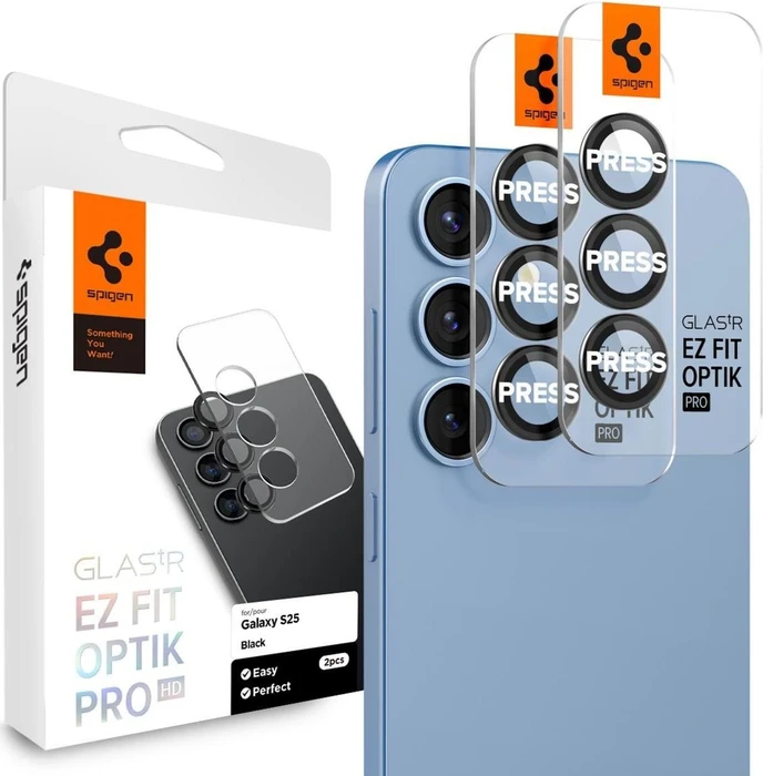 Spigen GLAS.tR EZ Fit Optik Pro HD Lens Protector für Samsung Galaxy S25 schwarz