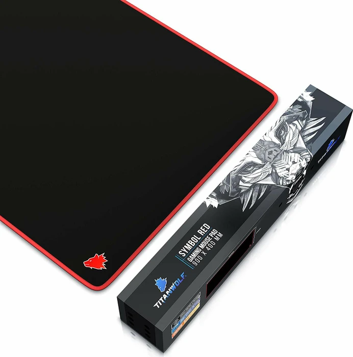 Titanwolf Symbol Red XXL Speed Gaming-Mauspad, schwarz/rot