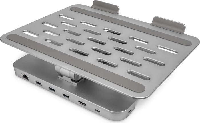 Digitus Variable Notebook-/Tablet-Halterung, 6-Port USB-C-Docking Station, silber