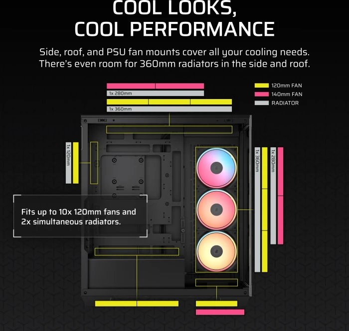 Corsair 3500X LX-R RGB iCUE LINK, schwarz, Glasfenster