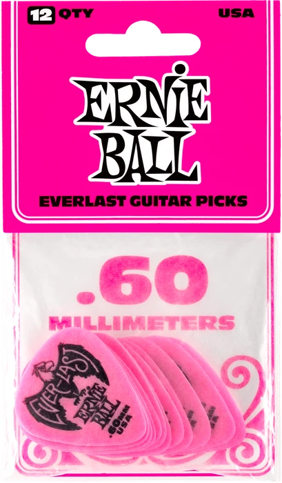 Ernie Ball Pink Everlast Pick, .60mm, 12-Pack