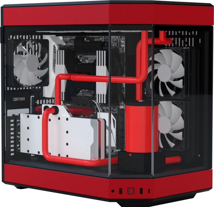Hyte Y60, rot/schwarz, Glasfenster