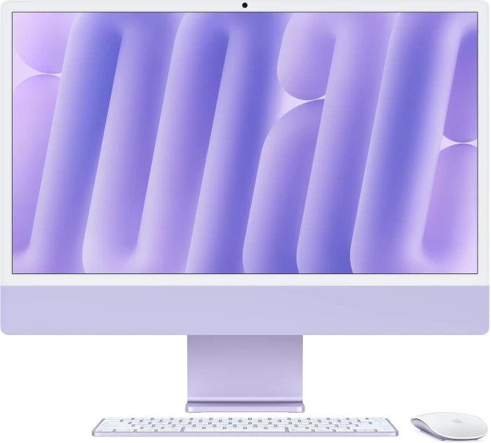 Apple iMac 24", violett, M4 - 10 Core CPU / 10 Core GPU, 24GB RAM, 256GB SSD, Nanotexturglas [2024]
