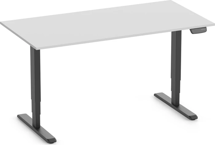 Ergolutions Primus elektrisch höhenverstellbarer Sitz-Steh-Schreibtisch 160x80cm lichtgrau/schwarz
