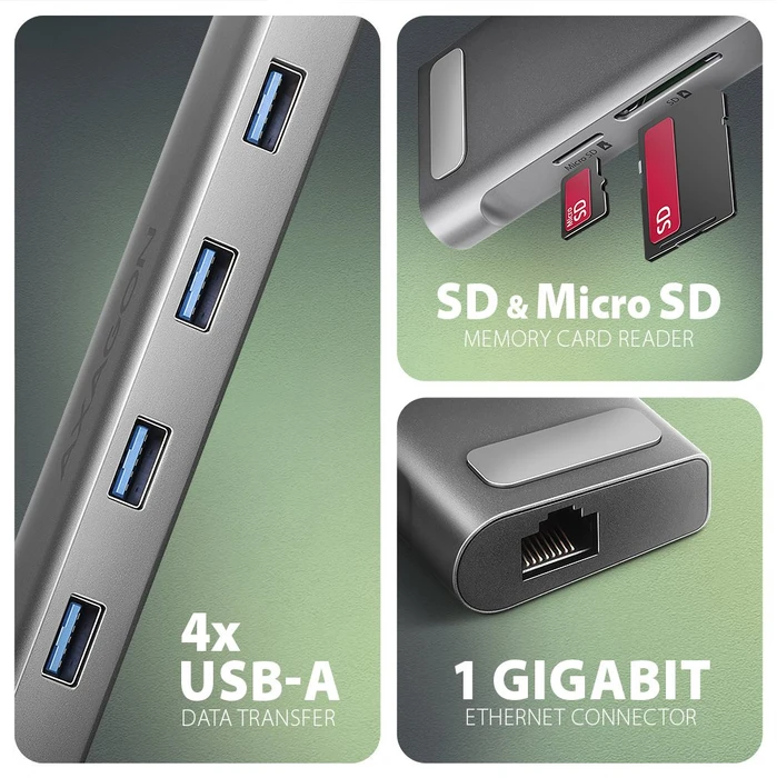 Axagon 9in1 Hub, USB-C 3.0 [Buchse]