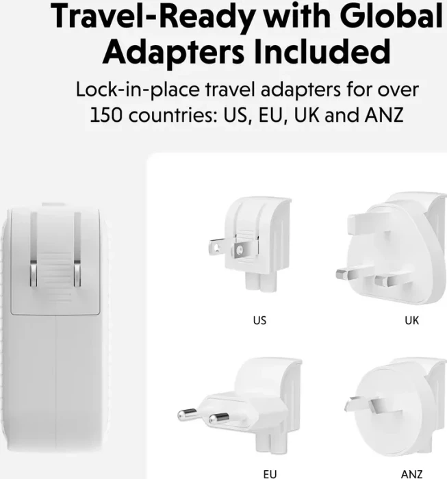 Hyper HyperJuice USB-C GaN Travel Charger, 2x USB-C + 1x USB-A, 140W, weiß