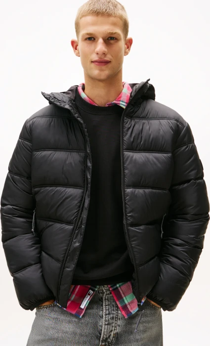 Tommy Hilfiger Logo Puffer Hood Jacke schwarz (Herren)
